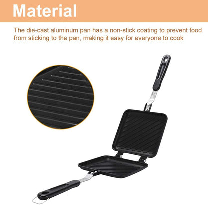 Double-Sided Frying Pan, Non-Stick Sandwich Maker, Grilled Sandwich and Panini Maker, Waffle Pancake Griddle Pan