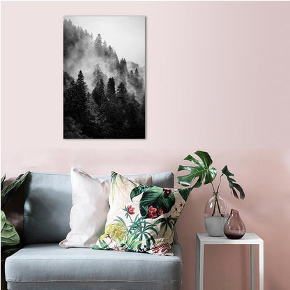 Forest Canvas Wall Art, Black and White Landscape Paintings Prints for Bedroom Living Room Decor (16x24in, Unframed)