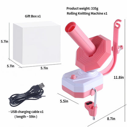 Electric Yarn Ball Winder, Pink and White, Automatic Tension Control with Stepless Speed, 7oz Capacity for Knitting and Crochet, USB Powered