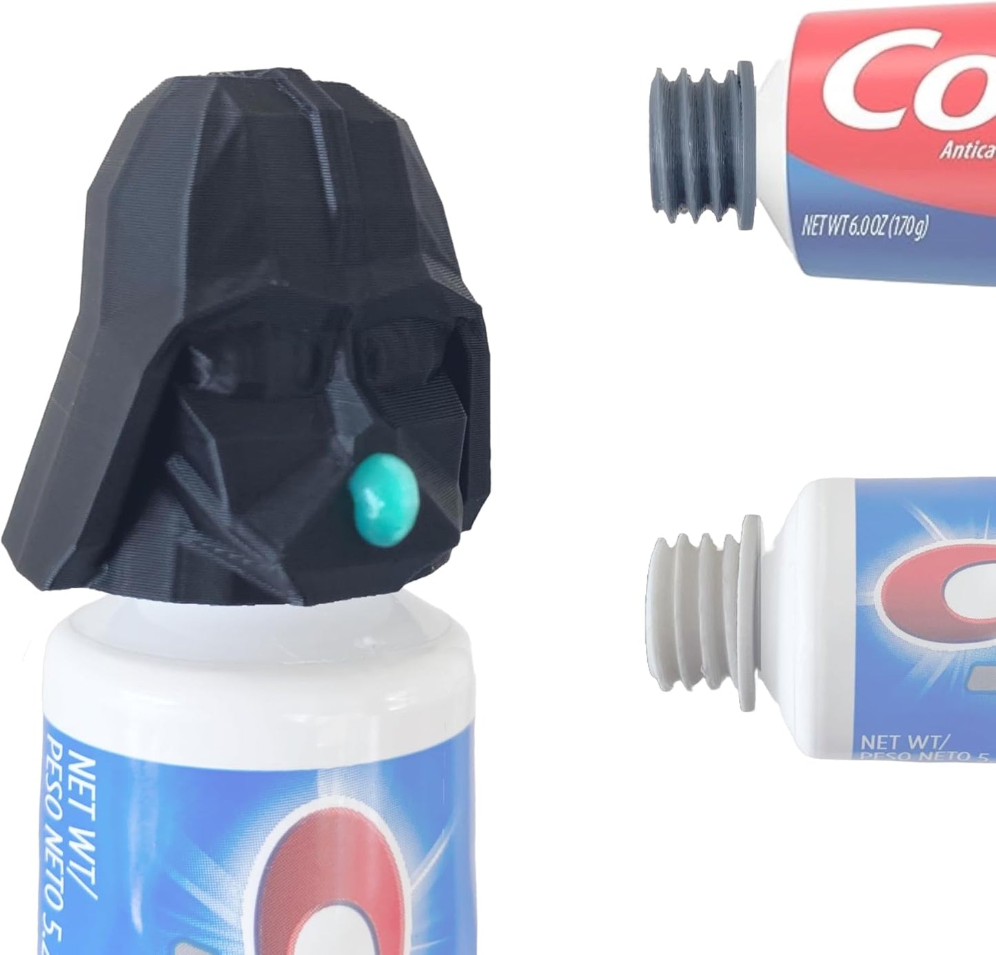 TUBECAPZ 2X Funny Darth Vader Toothpaste Topper Cap and Dispenser, Includes Adapters Compatible with Crest & Colgate