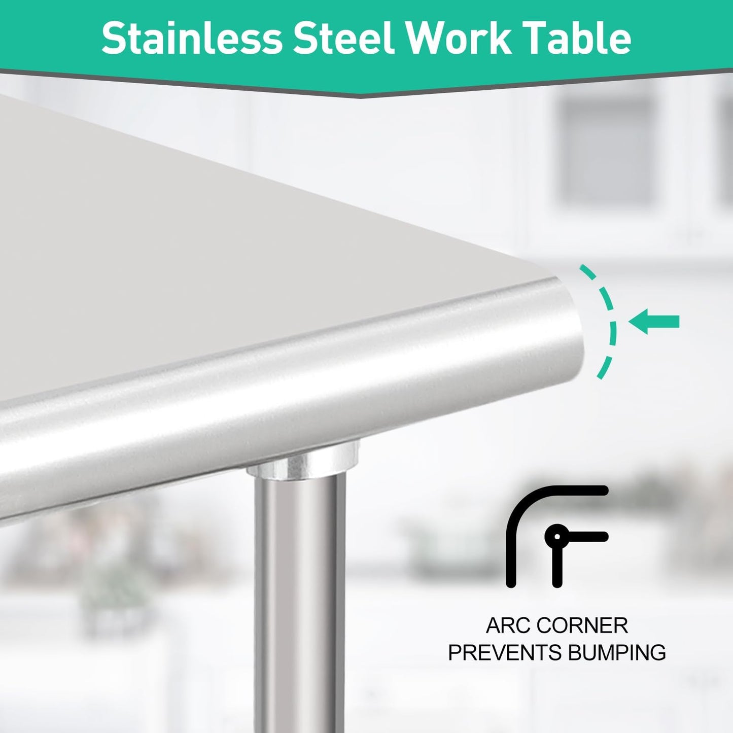 Garvee 72 x 30 Inches Stainless Steel Table, NSF Metal Prep Table with Adjustable Under Shelf and Wheels, Commercial Heavy Duty Worktable for Kitchen Restaurant Home Hotel