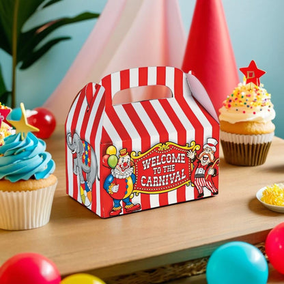 Fun Express Circus Big Top Treat Box - Carnival Party Supplies- VBS Vacation Bible School Supplies/Decor - Set of 12