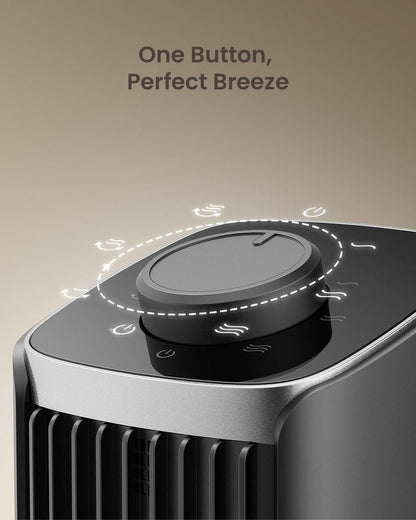 PNTCK Fan for Bedroom, 13" Tower Fan with 3 Speeds Max 23ft/s, 70° Oscillating Desk Fan, Bladeless Standing Fan, Portable Fans, Cooling Fans for Office, Home Medium-13”-Knob