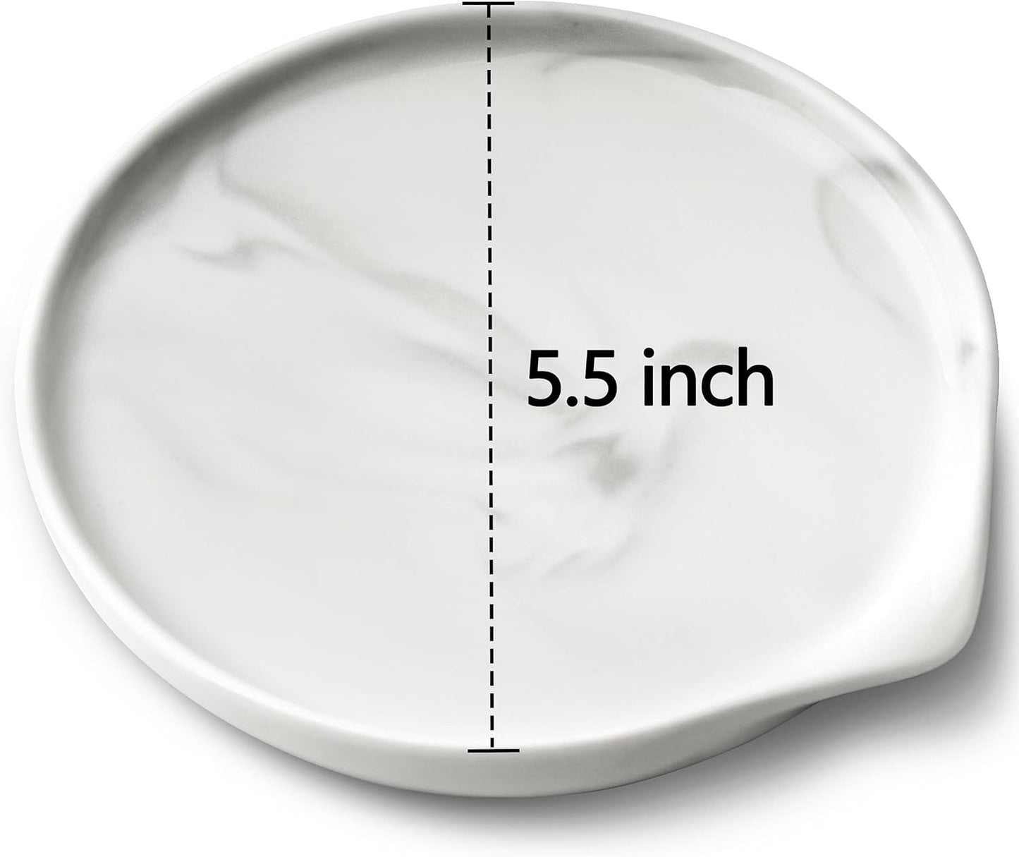 Large Ceramic Spoon Rest for Kitchen - Dishwasher Safe Marble Decor Spoon Holder, 5.5 Inches