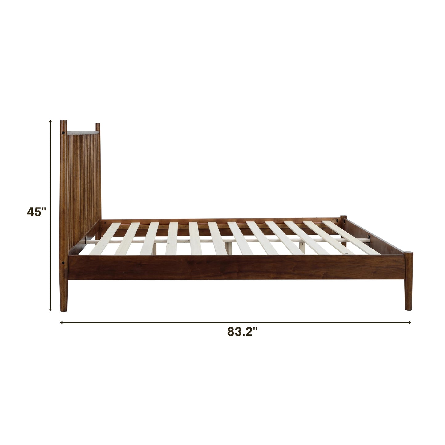 NTC Inno Wooden Bed Frame with Headboard, Solid Oak and Rubber Wood Foundation with Silent Slats and Wood Central Supports, 1000 Lb Capacity, Effortless Assembly, King - Dark Walnut