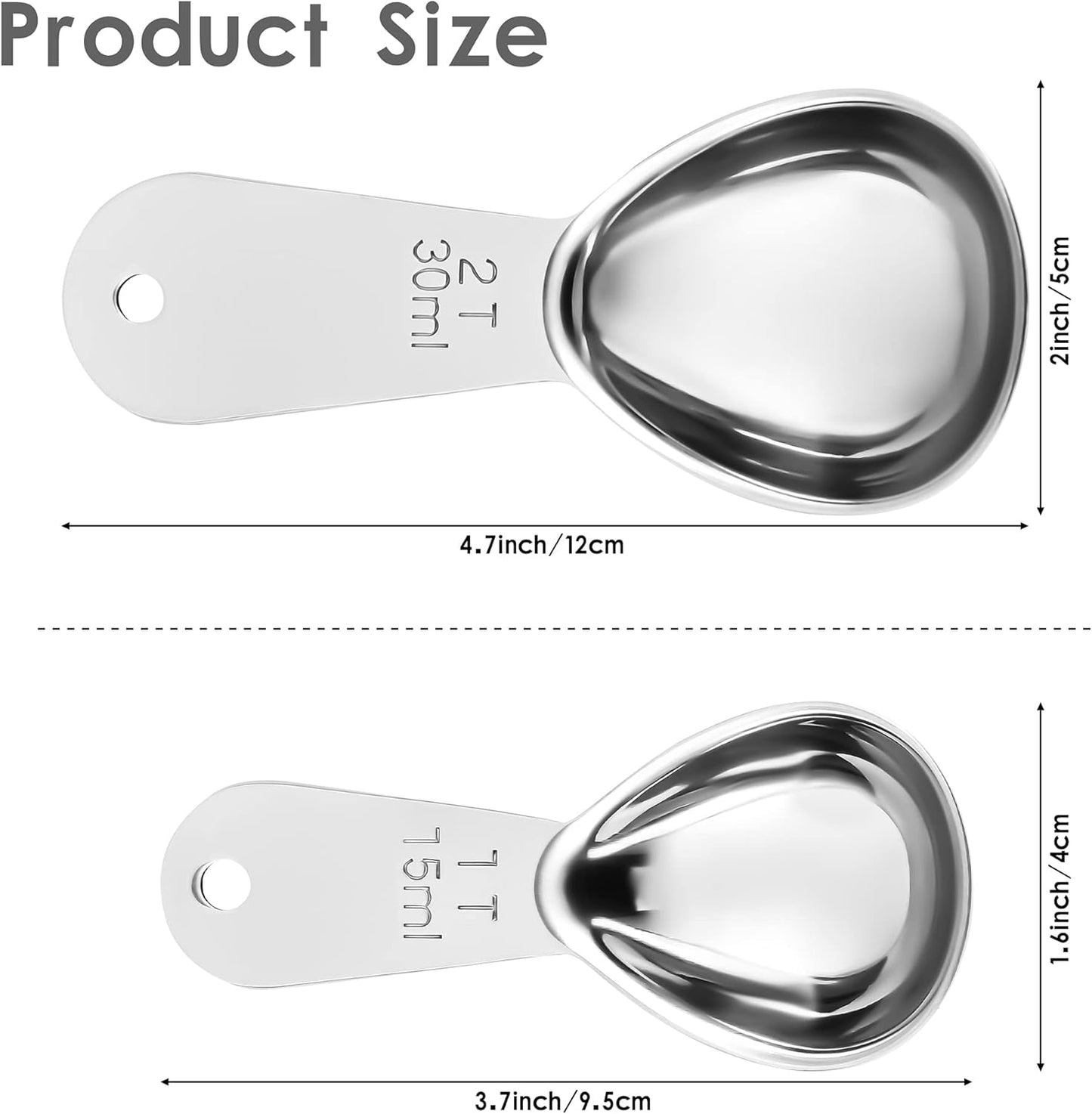 Smithccraft Measuring Coffee Scoop - 18/8 Stainless Steel Set of 2, Metric & US Tablespoons 15ml and 30ml