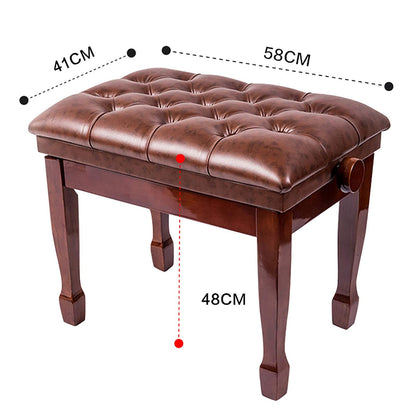 Leather Piano Bench Adjustable Height Deluxe Piano Stool Piano Bench with Thick Cushion Leather Padded for Home & Professional Use/Brown(Teakwood Brown)