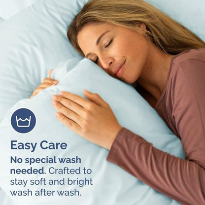 King Standard Pillow Cases | Soft Hotel Quality Covers - Comfy & Machine Washable - Ice Blue - Set of 4