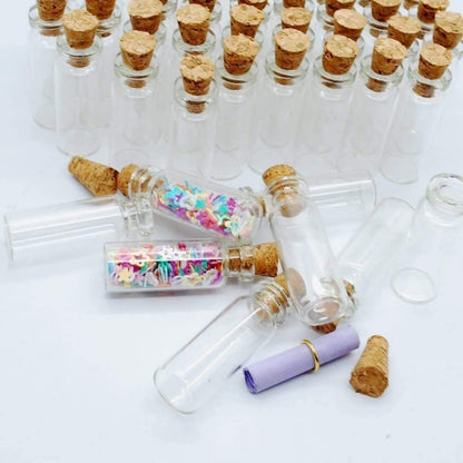 Minsily 100 Pcs 2ml Mini Glass Bottles with Cork Stoppers, 20 Meters Twines, Tiny Jars, Clear Mini Vials, Corked Bottles for DIY Arts, Crafts, Decoration, Party Favors, Gift