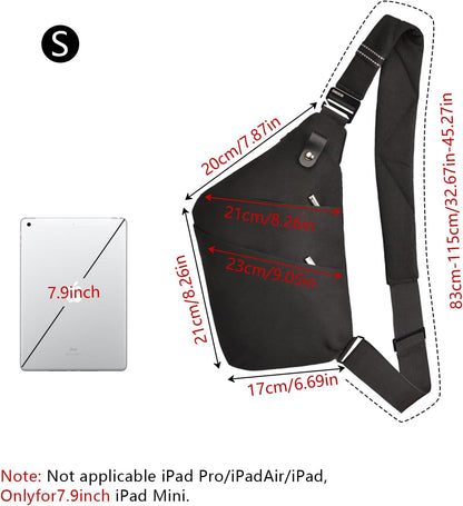 Anti Theft Crossbody Bags Sling Bag for Women Men Waterproof Wander Bag for Sports and Travel. (1.0Black, Small)