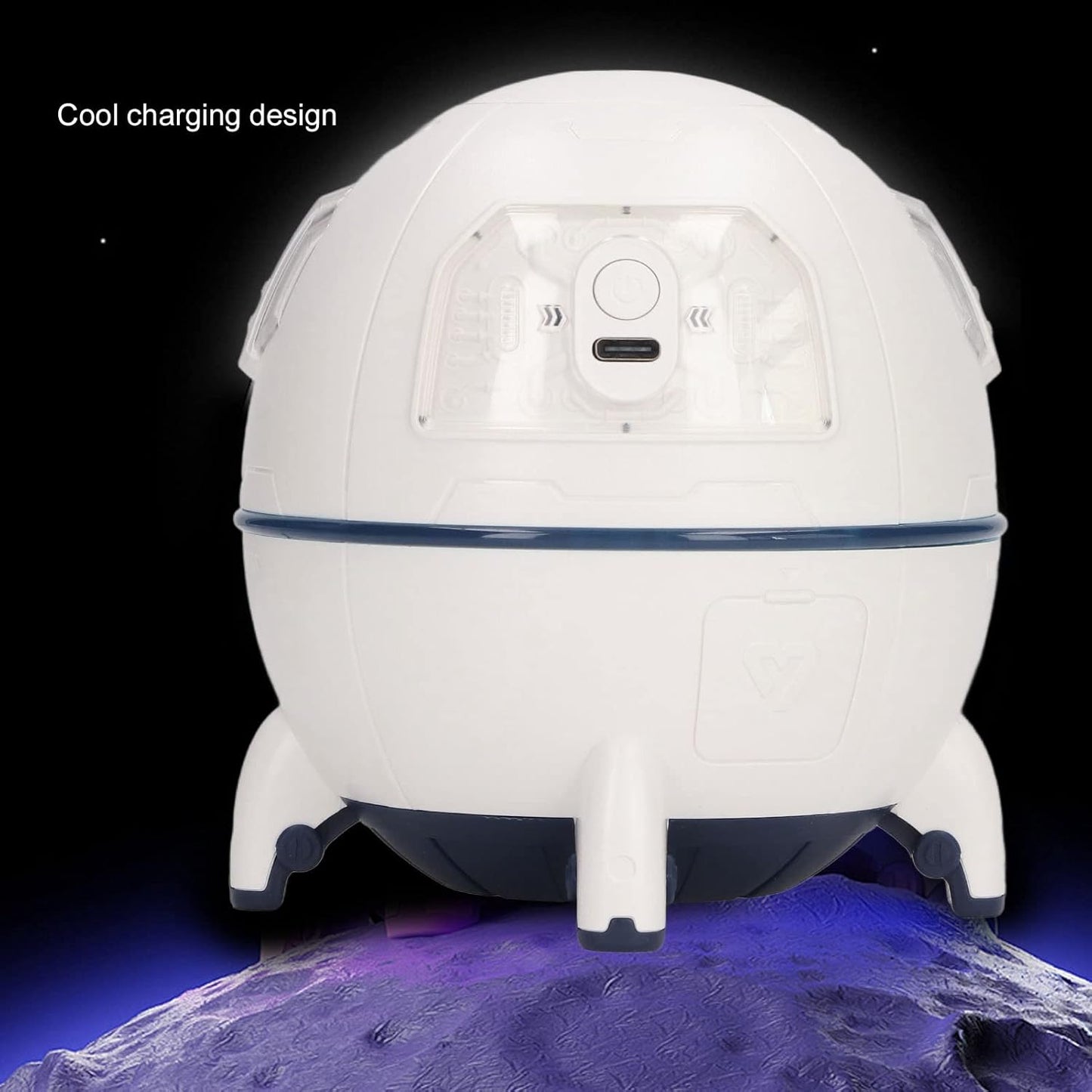 Space Capsule Humidifier, 220ml USB Ultrasonic Cool Mist with 7 Colors Light for Home Office Car (White)