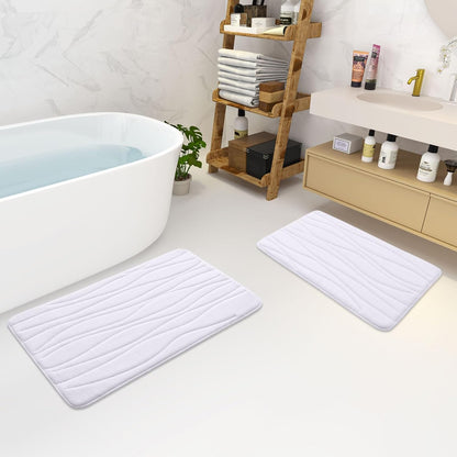 Buganda Memory Foam Bathroom Rug Mat 30x20, Extra Soft Absorbent Non-Slip Machine Washable Bath Rugs for Floor, White