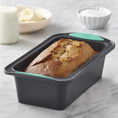 Trudeau Structure Loaf Pan, Silicone Bakeware 8.5" x 4.5", Mint/Black