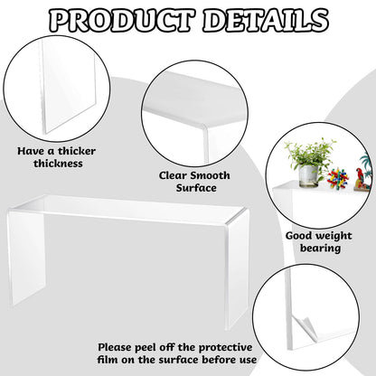 Soaoo 4 Pcs Large Acrylic Riser Display Stands Clear Shelf Riser Jewelry Stand Retail Desktop Display for Show Decor Cupcake, Collectibles Figures, Organize, Decor(10.25 x 4 x 4.25 Inches)