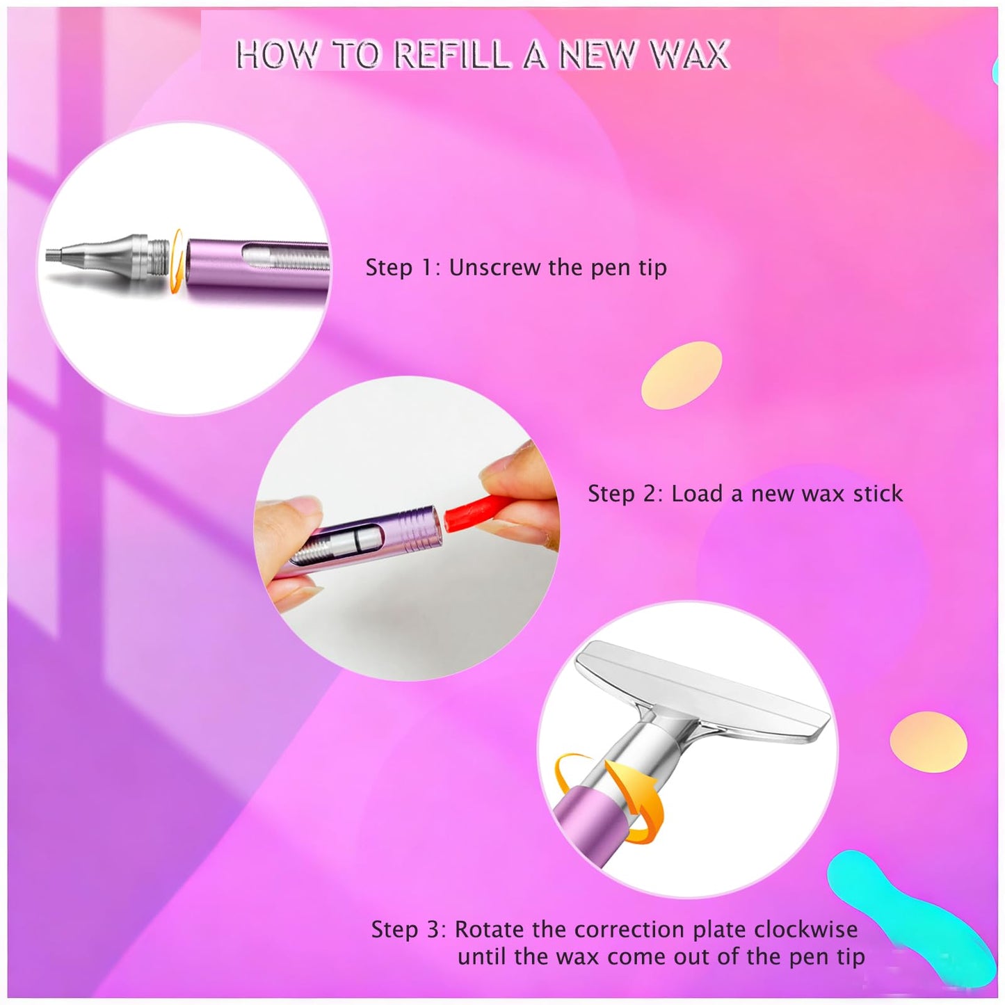 benote Diamond Art Painting Pen Refillable Wax Pen for Diamond Art Kit Accessories, Self-Stick Drill Pens with Metal Correction Plate for 5D Craft DIY Nail - B18