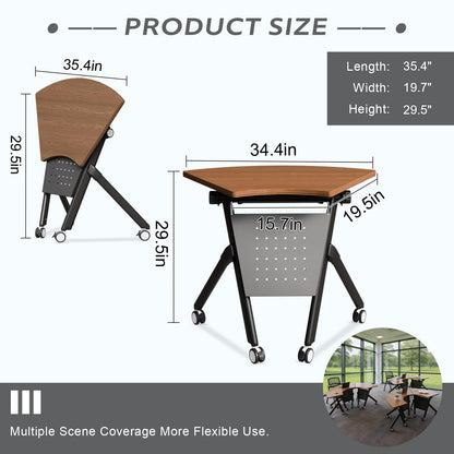 Usosidam Folding Conference Room Table with Wheels, Flip Top Mobile Training Room Tables, Modular Rolling Meeting Table, Space Saving Conference Tables for Office Classroom Seminar, 6-12 Person（8pcs）