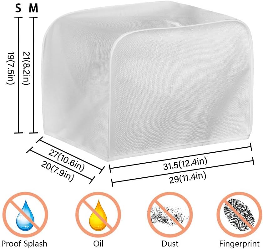 White Peony Flower Toaster Dust Cover, Polyester Fabric, 2/4 Slice, Dust and Fingerprint Protection, Machine Washable