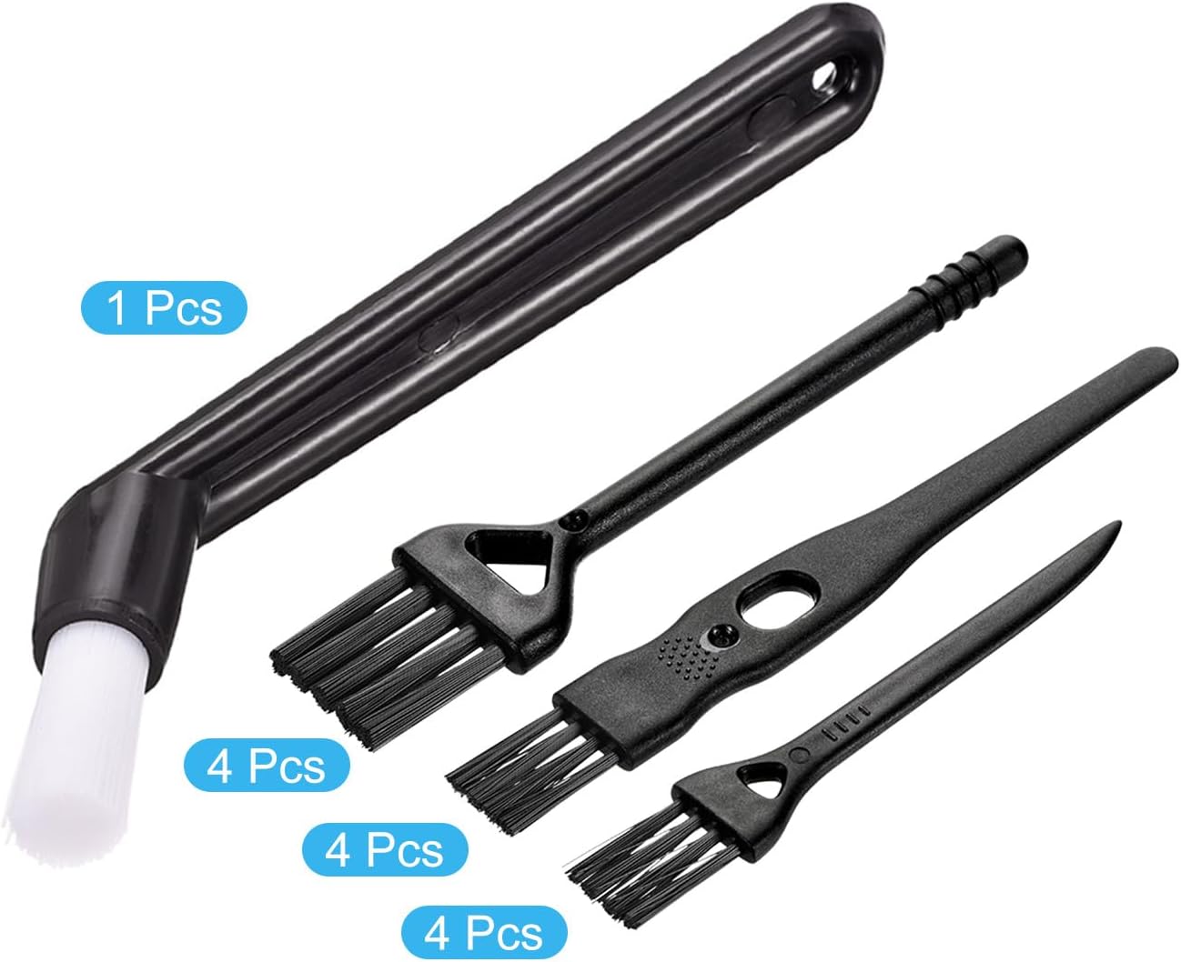 MECCANIXITY Coffee Machine Cleaning Brush 137mm Long with Nylon Head for Grinders and 3 Sizes Shaver Cleaning Brush