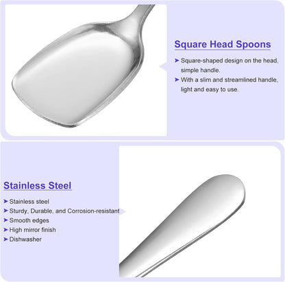 uxcell Set of 6 Stainless Steel Ice Cream Spoons, 7.5-Inch Dessert Yogurt Shovel Spoons for Home, Kitchen, Restaurant