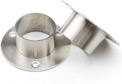 Stainless Steel Closet Rod Flange Holder for 1.5 inch (38mm) Diameter Steel Pipe, Pack of 2