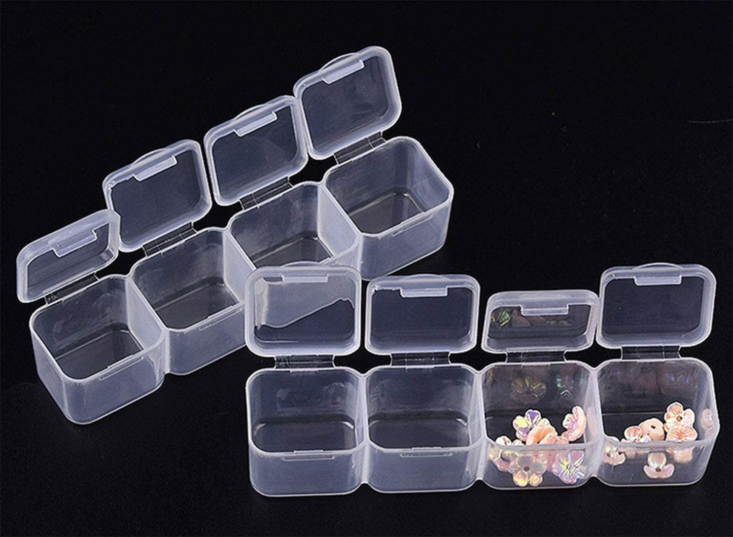 6 Pcs 28 Grids Clear 5D Diamond Painting Embroidery Box, Accessories Storage Containers Adjustable Bead Case with 196 Pcs Label Stickers (28 Grids 6 Pack)