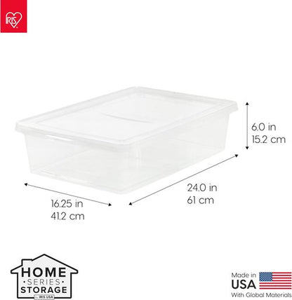 IRIS USA 6-Pack Clear Storage Bins with Lids - 28 Quart Stackable Containers for Organizing Shoes, Clothes & More - BPA-Free