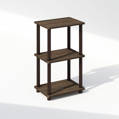 2-Tier Furinno Turn-N-Tube Side Table, End Table with Open Shelf, Easy Assembly Night Stand, Bedside Table with Round