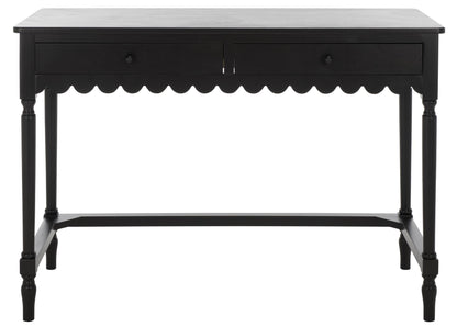 SAFAVIEH Furniture - Haven 2-Drawer Writing Desk - Matte Black - Solid Wood - Classic Storage Design - Ideal for Home Office, Den, Living Room, 42.1" W x 18.9" D x 29.5" H (DSK5715B)