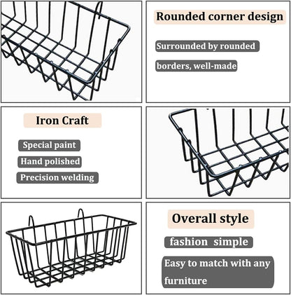 3 Pack Wire Baskets, Wall Grid Panel Hanging Storage Baskets for Kitchen, Bathroom, and Bedroom Organization