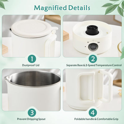 Wax Melter Kit for Candle Making, 1.8L 60OZ Large Candle Melting Pot, DIY Candle Making Supplies for Woman, Included Candle Wicks, Wick Stickers, Centering Device, Stirring Spoon, Mothers Day Gifts