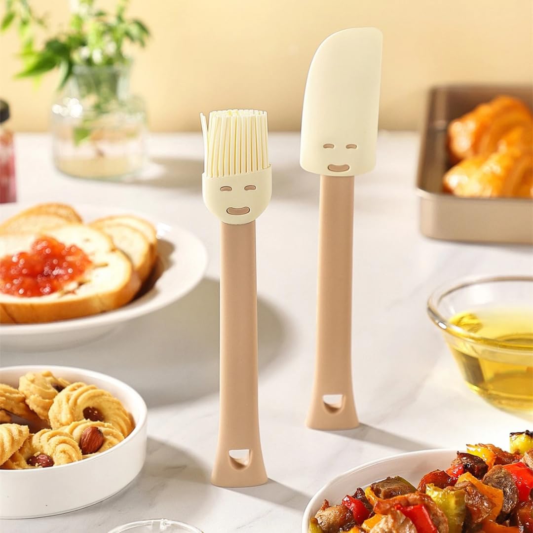 Silicone Pastry Brush Set with Spatula – Heat Resistant BPA Free Basting Brush for Baking, BBQ, Butter, Oil & Sauce – Non Stick Kitchen Cooking Brush Utensils