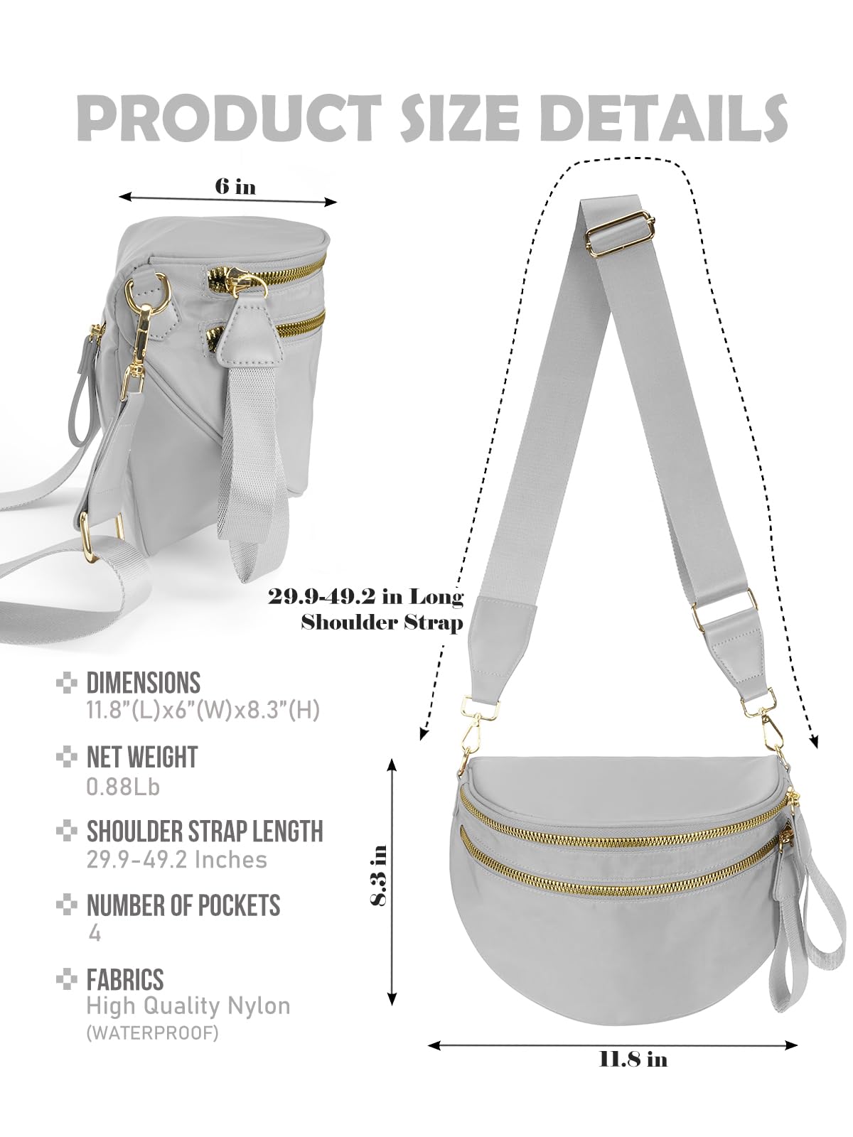 Pure Colour Crossbody Bag Bum Bag for Women,Spacious Purse Fanny Packs Belt Bag,Oversized Bum Bag (Colour Bum Bag-Beige)