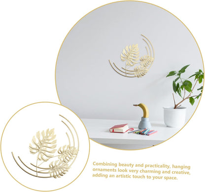 FUNOMOCYA Leaf Wall Hanging, Tropical Leaves Sculpture, Golden Palm Leaves Metal Wall Art Home Décor.
