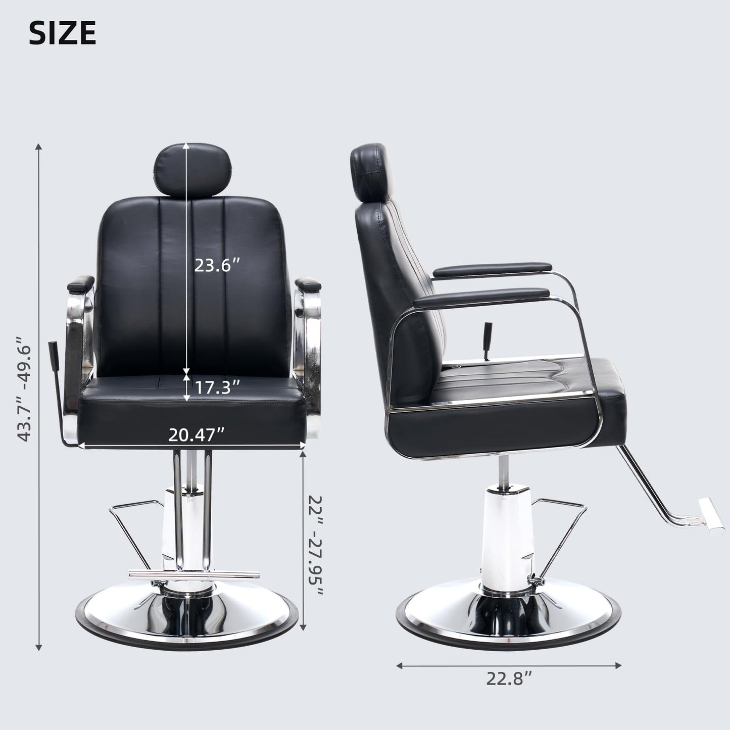 Zevemomo Barber Salon Chair for Hair Stylist, Reclining Backrest Adjustable Headrest & Seat Height, Heavy Duty Hydraulic Pump with 360° Swivel for Barbershop, Home 400LBS Capacity, Black