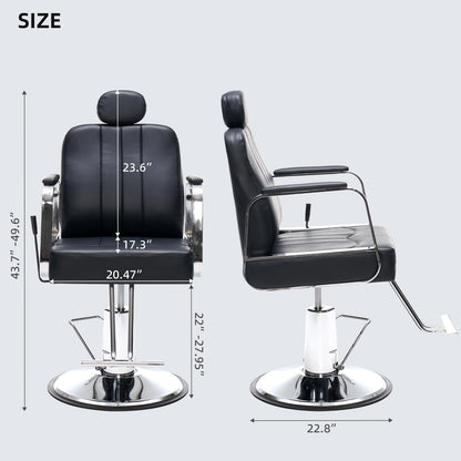 Zevemomo Barber Salon Chair for Hair Stylist, Reclining Backrest Adjustable Headrest & Seat Height, Heavy Duty Hydraulic Pump with 360° Swivel for Barbershop, Home 400LBS Capacity, Black