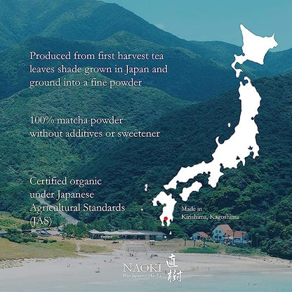 Naoki Matcha Organic Ceremonial Grade Green Tea Powder - Authentic First Spring Blend from Kagoshima, Japan (50g / 1.75oz)