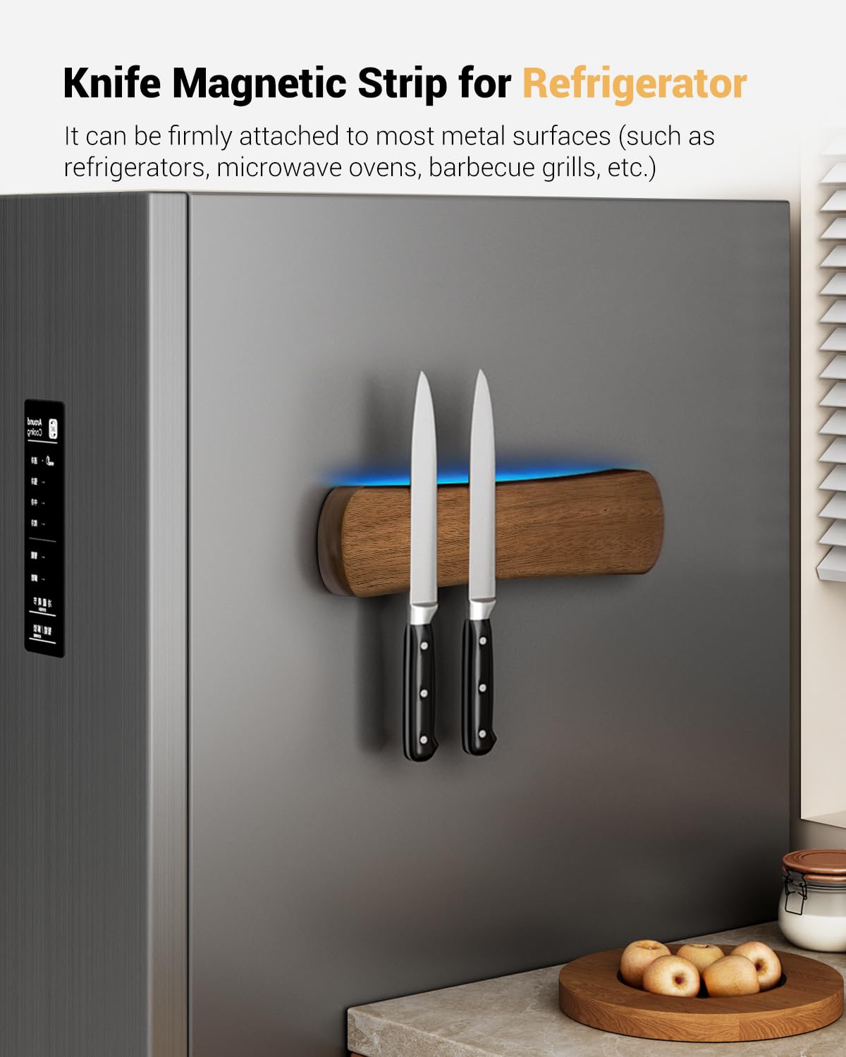 Swaitee Magnetic Knife Holder for Wall, 10 Inch Wood Strong Magnetic Knife Strip, Small Kitchen Storage Space Savers, Rv Apartment Farmhouse Accessories Organizer, Housewarming Gifts for New Home