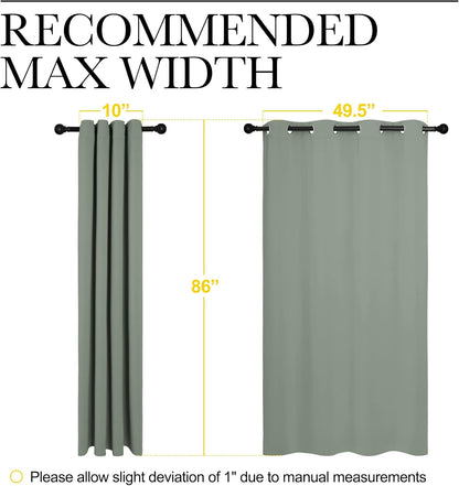 NICETOWN Greyish Green Blackout Curtains - 86" Long | Sound Reducing & Energy Efficient | 55" Wide, 2 Panels
