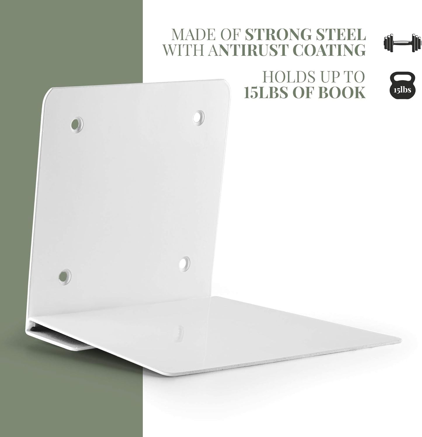 Set 4 of Invisible Floating Bookshelf, Heavy Duty Wall Mounted Book Organizer, Metal Shelves Holder for Books, Large