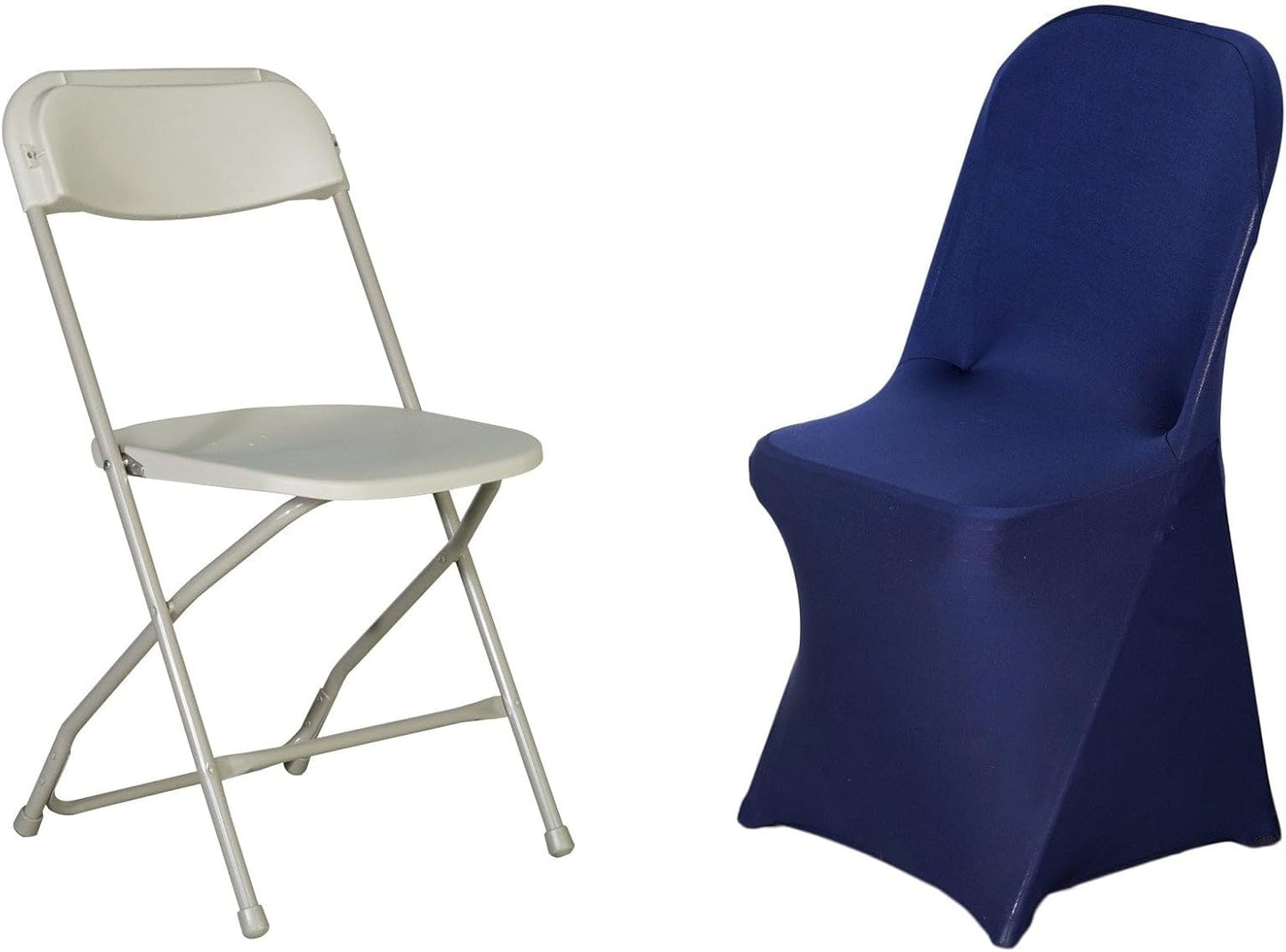 5 Efavormart PCS Navy Premium Spandex Stretch Folding Chair Cover, Fitted Folding Chair Cover