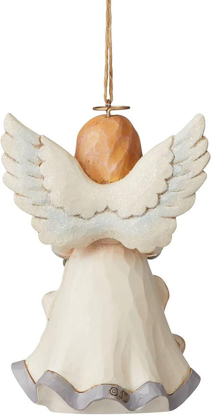 White Woodland Angel Hanging Ornament, Dated 2021