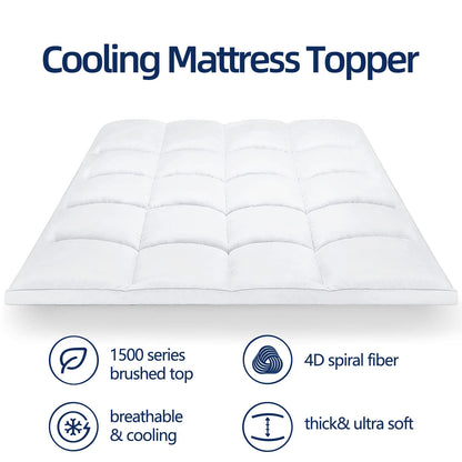 Mattress Topper Full for Back Pain, Extra Thick Mattress Pad Cover, Plush Pillow Top, Deep Elastic Pocket, White, 54"X75"+20"