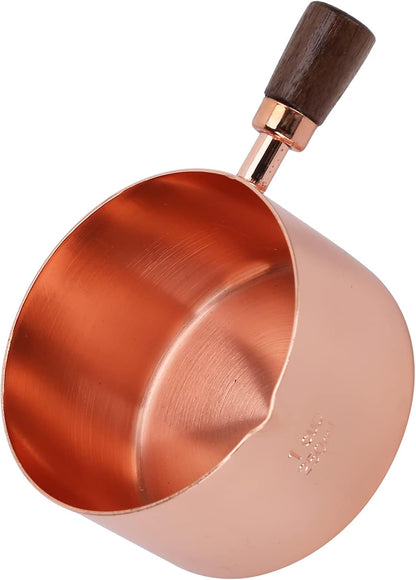 Sauce Pan with Wooden Handle, Rose Gold Stainless Steel Cooking Pot, 1.3 Cup Capacity