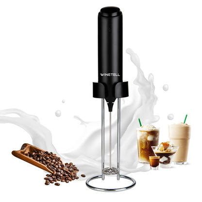 WINETELL Rechargeable Electric Milk Frother Handheld, Coffee Frother with USB C Charging Stand, Powerful Frother Wand Whisk, Drink Mixer for Lattes, Hot Chocolate, Matcha, etc