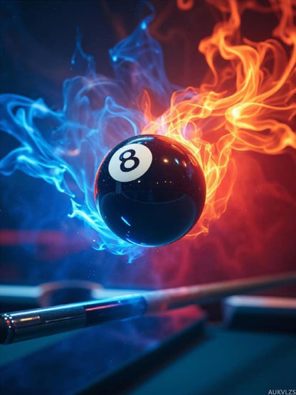 AUKVLZS Billiard Sphere Flaming Duel Diamond Art Kits for Adults, 5D DIY Full Drill Diamond Painting Kits for Adults Beginners, 12x16 in Diamond Painting Kit for Wall Home Decor (No Frame)