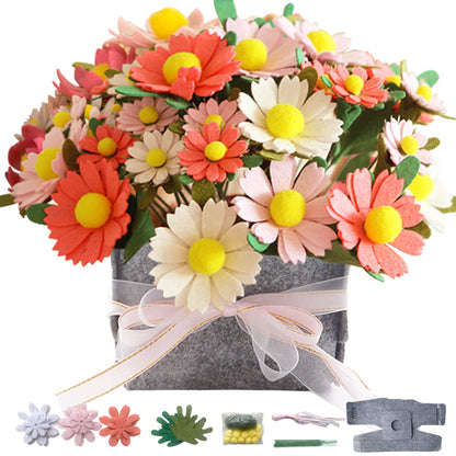 BAZIMA DIY Felt Flower Art Craft Kit, DIY Daisy Bouquet Kit, Floral Gifts, Beginner Craft Kit, Arrange Pre-Cut Flowers and Foliage