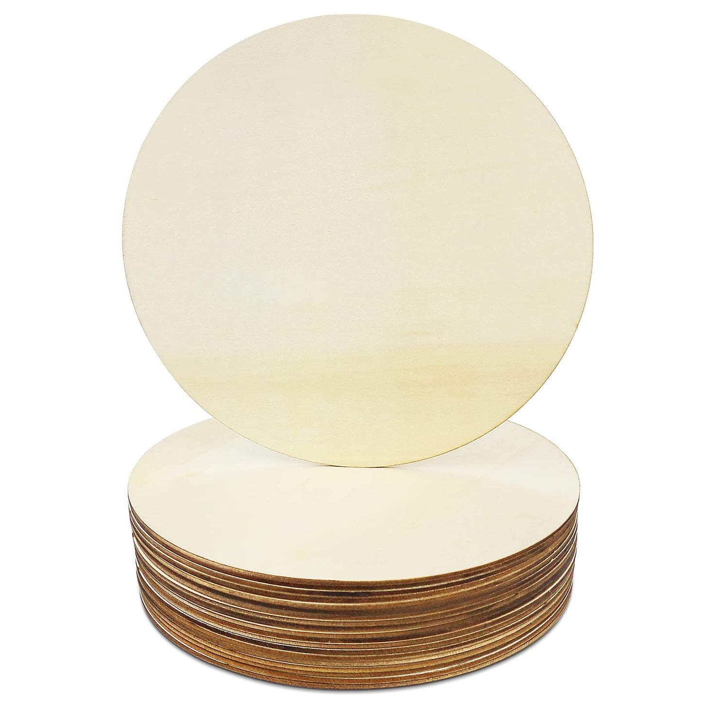 ISUSSER 20Pcs 8 Inch Wood Rounds for Crafts, Unfinished Wood Circles Discs Blank Wood Signs to Paint, DIY Supplies, Home Christmas Halloween Decorations