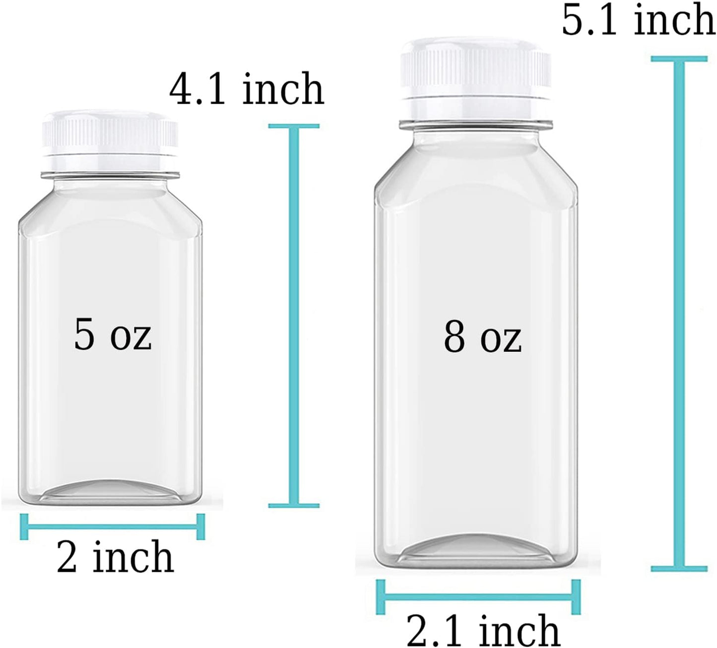 Axe Sickle 5 Pcs 8 Ounce Juice Bottles Plastic Milk Bottles with Tamper Evident Caps for Milk Juice Drinks Containers