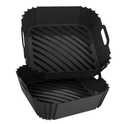 Air Fryer Silicone Liners Square 2 Pack 7.1 Inch Airfryer Liners 4-7 QT Reusable Air Fryer Liners Silicone Pot Oven Liner Baking Tray, Air Fryer Basket Silicone Mat Bowl Air Fryer Accessories Kitchen