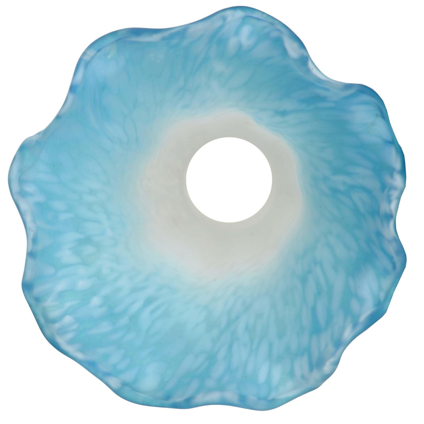 Bieye LS04S Lily Flower Blown Glass Lampshade (White Blue, Opening I.D. 0.87" x O.D. 1")